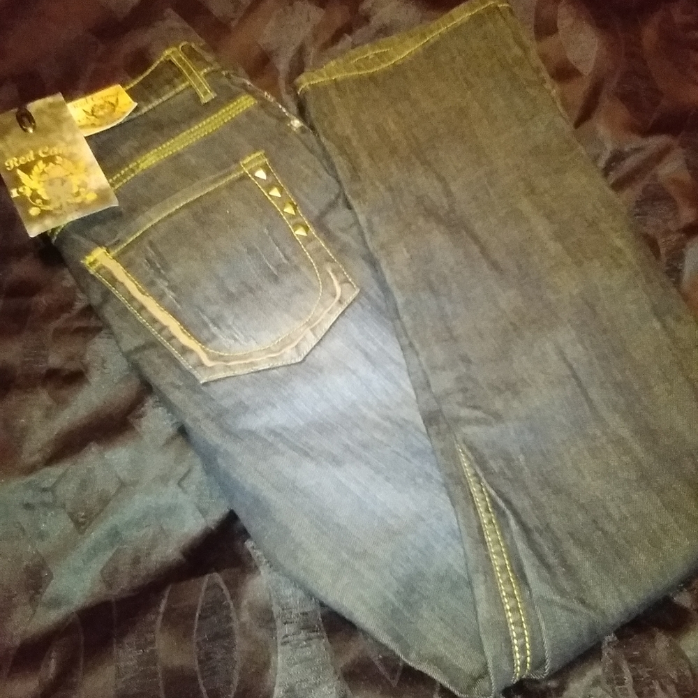 Red camel skinny jeans